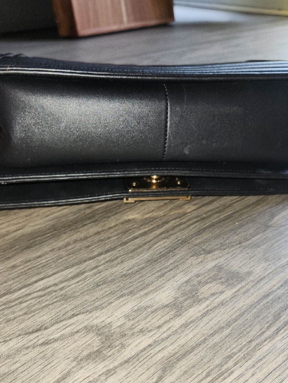 CHANEL Black Chevron Quilted Leather Crossbody with Gold Chain - Picture 4 of 5